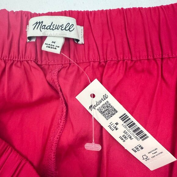 MADEWELL Pull-On Culottes M Cotton Poplin Watermelon Pink Crop Wide Leg B35 - Picture 5 of 6